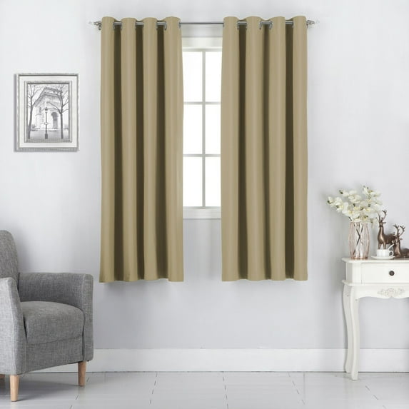Rooney Luxury Taupe Noise Reducing Thermal Insulated Grommet Blackout Curtains, 52” x 45” (2 Panels)