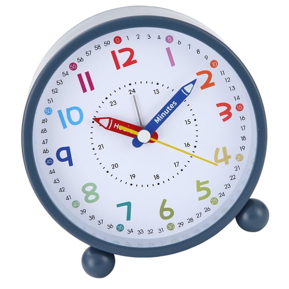 Noiseless Educational Analog Alarm Clock For Students Clear Numbers Night Light Powered For Bedsides