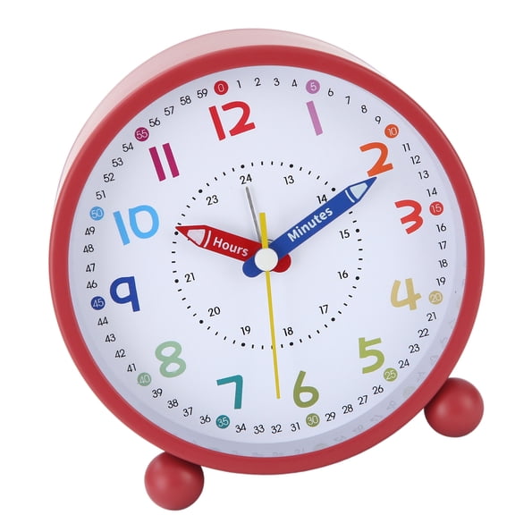 Noiseless Educational Analog Alarm Clock For Students Clear Numbers Night Light Powered For Bedsides