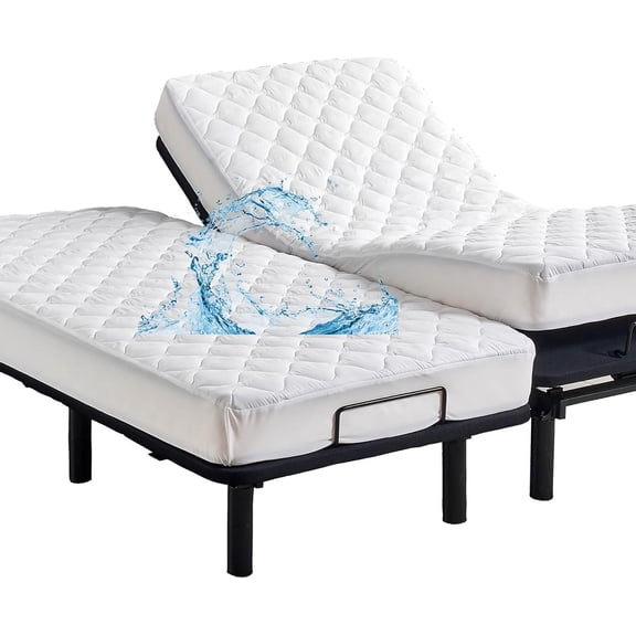 Noiseless Waterproof Split King Mattress Pad with 16 Inch Deep Pocket Design