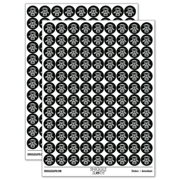 Noisy Blender Cartoon 200+ Round Stickers - Black - Matte Finish - 0.50" Size