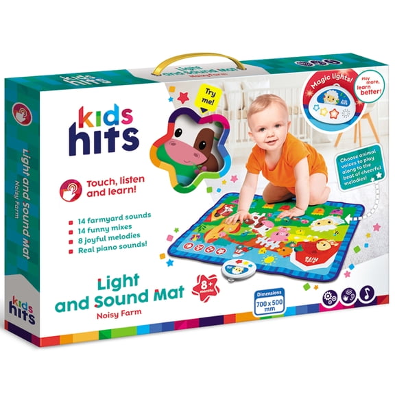 Kids Hits: Light & Sound Mat - Noisy Farm - Musical Activity Floor Pad, Sensory Toy, Animals-Songs-Piano Notes, Touch-Listen-Learn, Baby-Toddlers 8Mo+