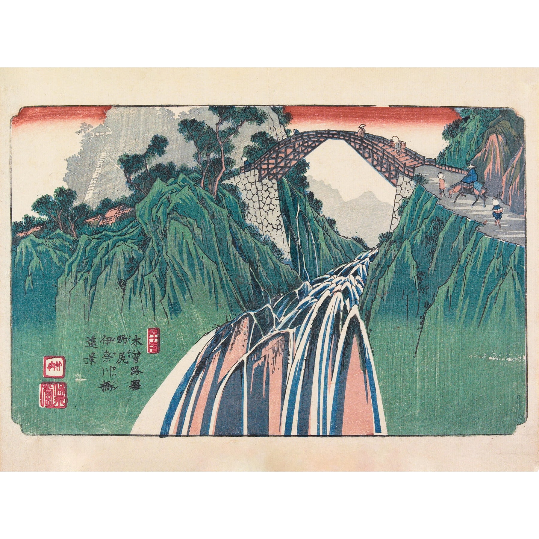 Nojiri Distant View Ina River Bridge C1838 Eisen Extra Large XL Wall ...