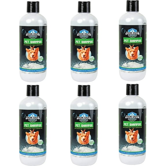 Nok-Out Premium Grade Pet Shampoo for Dogs and Cats, Veterinary Strength and Odor Eliminator Formula, 20 Ounce Bottle 6-Pack