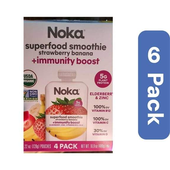 Noka 16.9 oz Strawberry Banana Smoothie - 4 Piece - Pack of 6