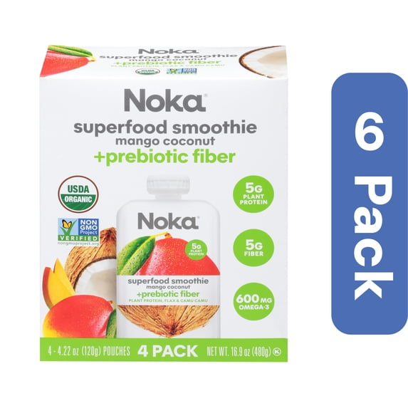 Noka Mango Coconut Smoothie 4-Pack 16.9 oz (Pack of 6)