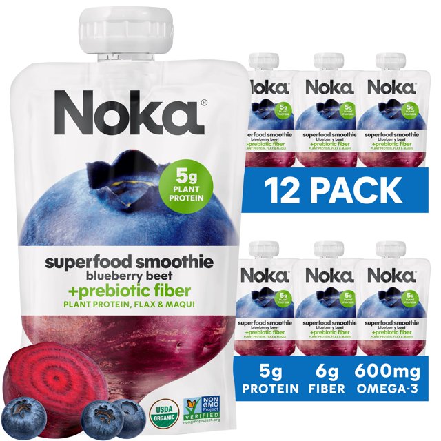 Noka Superfood Fruit Smoothie AIF4 Pouches, Blueberry Beet, Healthy