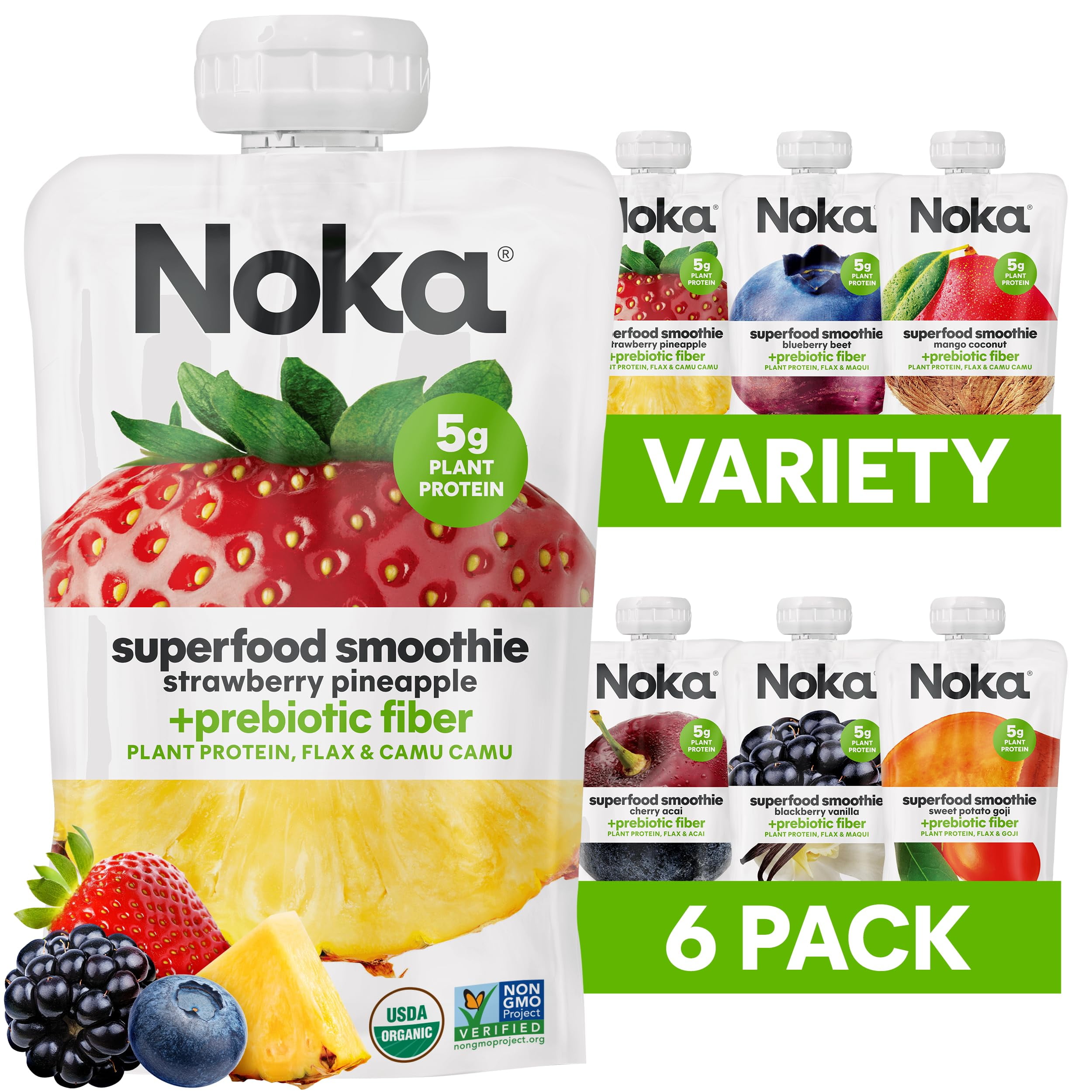 Noka Superfood Fruit Smoothie Pouches HYZ01 Variety Pack, Healthy