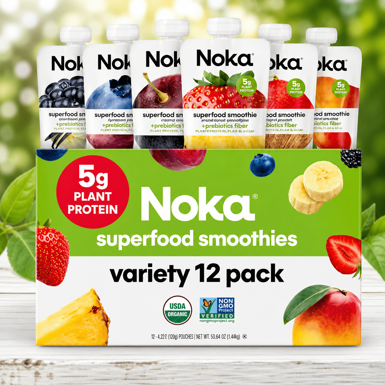Noka Superfood Fruit Smoothie Pouches Variety Pack, Healthy Snacks