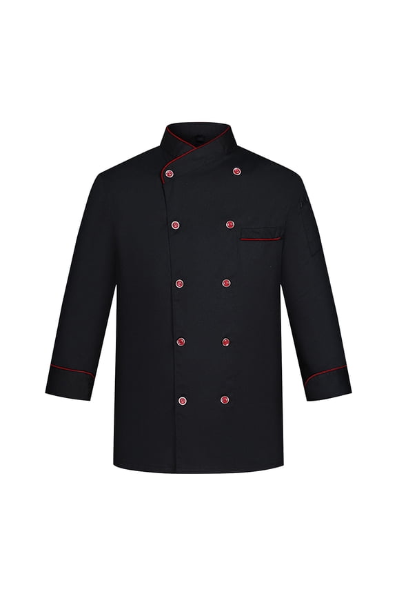 Chef Coat Men Plus Size Button Breathable Long Sleeve Jackets Spring Summer Baggy Fit Workwear Pockets,Black XL