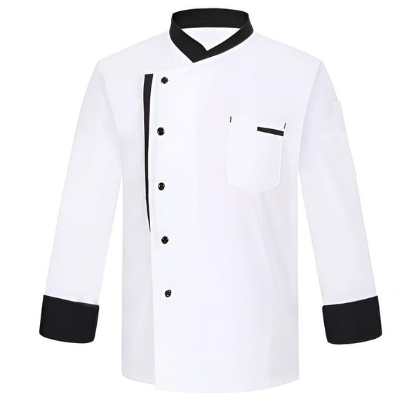 Nokdvo Chef Outfit for Men Lightweight Button Breathable Long Sleeve Jacket Spring Summer Loose Fit Uniform with Pocket,White M
