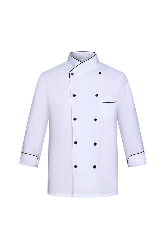 Chef Shirts for Men Lightweight Button Closure Breathable Long Sleeve Work Jacket Spring Summer Loose Fit Workwear Pockets,White 3XL