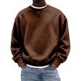thumbnail image 1 of Nokdvo Crewneck Sweatshirt for Men Long Sleeve Solid Color Sweat Shirts Crewneck New X Decoration Pullover Sweater Loose Causal Lightweight Fall Winter Tops,Coffee M, 1 of 4