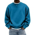 thumbnail image 1 of Nokdvo Crewneck Sweatshirts for Men Long Sleeve Solid Color Sweatshirt Crewneck New X Decoration Pullover Shirts Casual Basic Thermal Relaxed Fit Clothing,Blue XL, 1 of 4