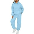 thumbnail image 1 of Nokdvo Fall Sets Women 2 Piece Outfits Lounge Hoodie Sweat Suit Sets Hooded Sweatshirt Jogging Sweatpant Winter Casual Tracksuits Sky Blue XL, 1 of 4