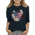thumbnail image 1 of Nokdvo Girls 3/4 Length Sleeve 4th Of July Shirt Toddler Independence Day American Flag Shirts Red White and Blue Stars and Stripes T-Shirt Patriotic Memorial Day Top Round Neck Blouses 5-16 Years, 1 of 4