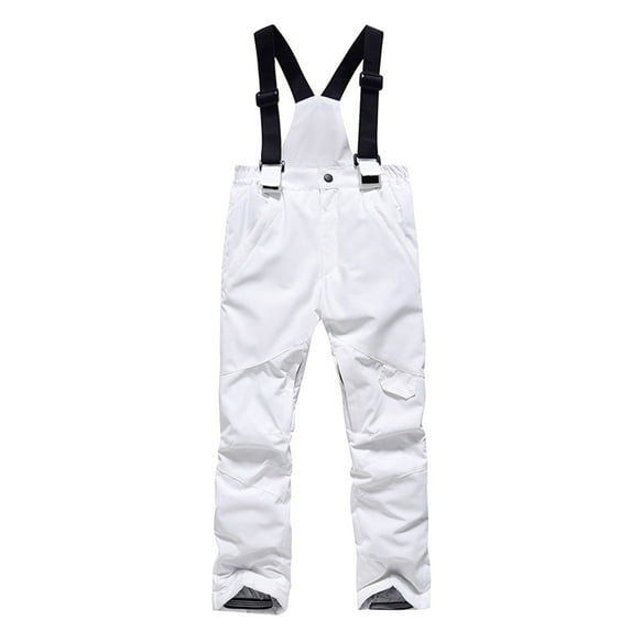 Nokdvo Kids Ski Pants 11-12 Snowboarding Waterproof Ski Pants Winter Thicken Insulated Kids Snow Bibs Overall for Boys Girls White 11-12 Years