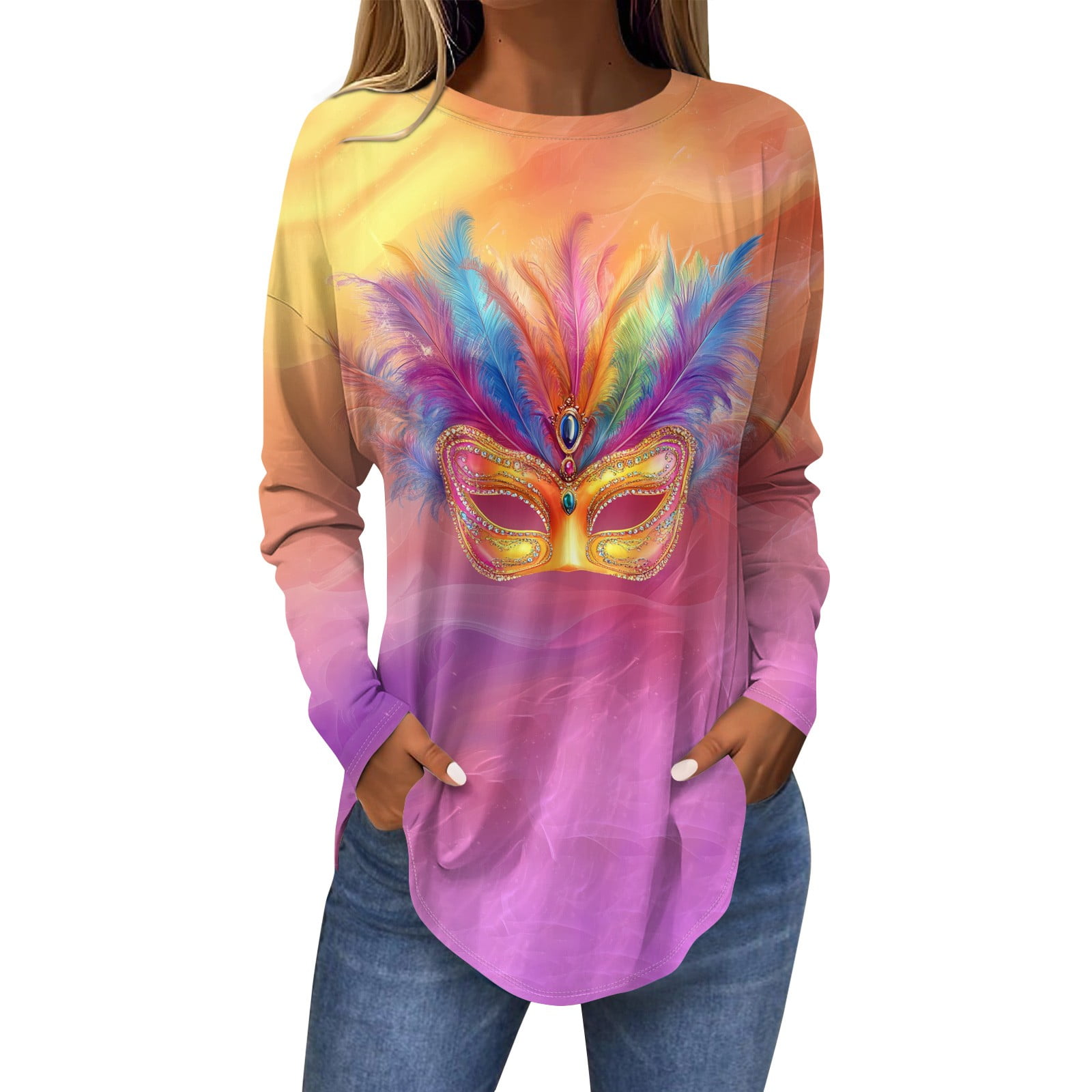 Nokdvo Mardi Gras Day Tops for Women 2025 Plus Size Tuesday Holiday