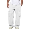 thumbnail image 1 of Nokdvo Men's Cargo Pants Big and Tall Elastic Waist Drawstring Trouser Spring Summer Straight Fit Baggy Casual Cargo Pant Multi Pockets,White 2XL, 1 of 8
