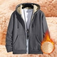 thumbnail image 1 of Nokdvo Mens Fleece Jacket Winter Long Sleeve Sherpa Coat Fuzzy Full Zip Hoodie Big and Tall Warm Drastring Jacket with Hood Gray 4XL, 1 of 5