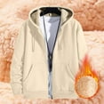 thumbnail image 1 of Nokdvo Mens Jacket Long Sleeve Fleece Hoodie Big and Tall Zip Up Sherpa Jackets Winter Warm Fashion Coat with Hood Beige 3XL, 1 of 5