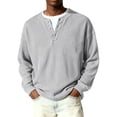 thumbnail image 1 of Nokdvo Mens Long Sleeve Waffle Shirts Lightweight 1/4 Button Up Henley Casual Shirt Fall Winter Textured Solid Color Loose Sweaters,Light Gray 3XL, 1 of 9