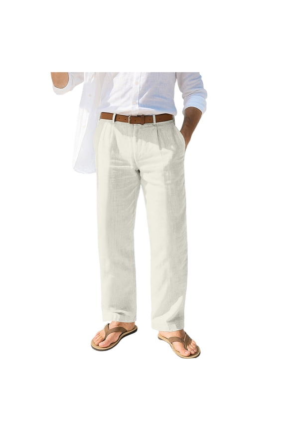 Mens Pants Linen Lightweight Button Straight Leg Trousers Spring Summer Casual Loose Fit Sweatpants with Pockets,Light Gray 3XL