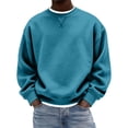 thumbnail image 1 of Nokdvo Mens Sweater Crewneck Long Sleeve Sweatshirt Solid Color New X Decoration Pullover Warm Basic Fashion Causal Lightweight Tops,Sky Blue XL, 1 of 4