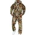 thumbnail image 1 of Nokdvo Mens Sweatsuit Camo Print Maple Leaf Print Sets with Pocket Long Sleeve Outfits Oversized Fashion Jogging Lounge Tracksuit,Light Green L, 1 of 4