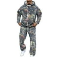 thumbnail image 1 of Nokdvo Mens Sweatsuit Camouflage Maple Leaf Sets with Pocket Long Sleeve Outfits Oversized Fashion Jogging Lounge Outfits Tracksuit,Green XL, 1 of 4