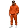 thumbnail image 1 of Nokdvo Mens Sweatsuits Long Sleeve Tracksuit with Pockets Solid Color Hoodies and Sweatpants Two Piece Sets Athletic Training Lounge Fashion Sport Outfits,Saffron M, 1 of 4