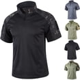 thumbnail image 1 of Nokdvo Military Short Sleeve T-Shirt for Men with Zipper Camo Printed Shirts Stretch Raglan Tops Hiking Outdoor Casual Summer Athletic Clothing,Complexion 3XL, 1 of 3