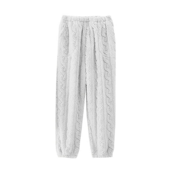 Nokdvo Plush Pajamas Sets for Women Ultra Cozy Fluffy Fleece Jacquard Pullover Crew Neck Ribbed Pjs Long Sleeve Casual Loose Sherpa Sleepwear,White