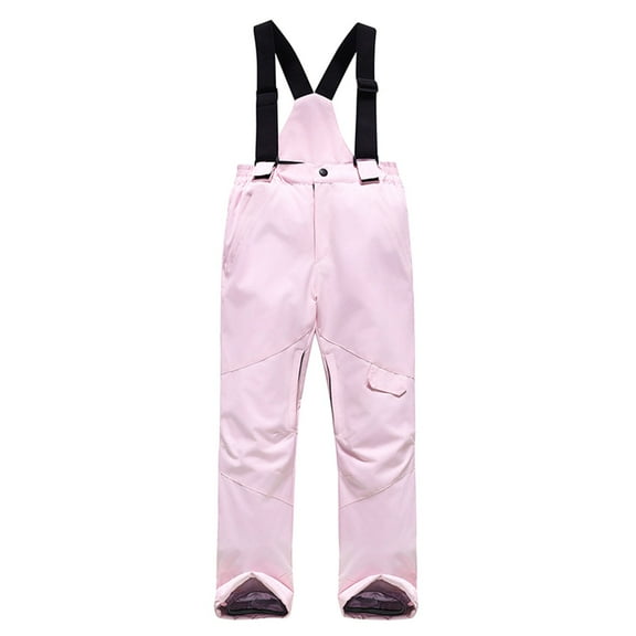 Nokdvo Boys Ski Pants 8-9 Waterproof Breathable Polyester Ski Pant Snowboard Insulated Snow Pant for Boys Girls Removable Suspenders Bib Light pink 8-9 Years