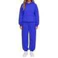 thumbnail image 1 of Nokdvo Sweat Outfits for Women 2 Pieces Fall Winter Long Sleeve Casual Hoodie Sweatsuit Ribbed Pants Tracksuits with Pockets,Royal Blue XL, 1 of 5