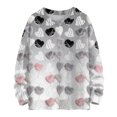 thumbnail image 1 of Nokdvo Sweat Shirts for Women Lightweight Valentines Date Heart Print Graphic Crewneck Shirt Fall Winter Casual Knitted Loose Fit Workout Shirts,White M, 1 of 4