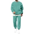 thumbnail image 1 of Nokdvo Sweat Suits for Men Crewneck Long Sleeve Suits Solid Color Stretchy Sweatsuits with Pockets Jogging Casual Athletic Outdoor Fashion Tops and Pants Sweatsuits,Turquoise L, 1 of 4