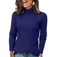 thumbnail image 1 of Nokdvo Sweater Turtleneck Women Sherpa Knitting Long Sleeve Solid Color Sweaters Fall Winter Casual Loose Ribbed Pullover Top,Navy L, 1 of 4