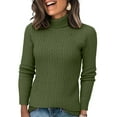 thumbnail image 1 of Nokdvo Sweaters Womens Fashion Knit Mockneck Long Sleeve Solid Color Sweaters Fall Winter Casual Loose Ribbed Pullover Top,Army Green 2XL, 1 of 4