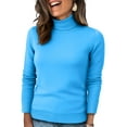 thumbnail image 1 of Nokdvo Sweaters for Women Trendy Knitting Mockneck Long Sleeve Solid Color Sweaters Fall Winter Casual Loose Ribbed Pullover Top,Sky Blue XL, 1 of 4