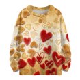thumbnail image 1 of Nokdvo Sweatshirt Womens Sherpa Valentines Heart Print Crewneck Shirt Fall Winter Casual Knit Loose Pullover Sweaters,Gold S, 1 of 4