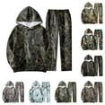 thumbnail image 1 of Nokdvo Sweatsuit for Men Camouflage Print Maple Leaf Hoodie Sweat Sets with Kangaroo Pockets Long Sleeve Sets Outfits Outdoor Casual Sports Fashion Lounge Outfits Tracksuit,Green M, 1 of 5