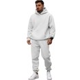 thumbnail image 1 of Nokdvo Tracksuits 2 Piece for Men Long Sleeve Solid Color Sweatsuit with Pockets Drawstring Hoodies and Sweatpants Two Piece Sets Workout Athletic Running Training Outdoor Outfits,White S, 1 of 4