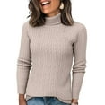 thumbnail image 1 of Nokdvo Turtleneck Sweater Women Fashion 2025 Knit Long Sleeve Solid Color Sweaters Fall Winter Casual Loose Ribbed Pullover Top,Beige XL, 1 of 4