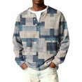 thumbnail image 1 of Nokdvo Waffle Shirts for Men Long Sleeve Lightweight Plaid 1/4 Button Up Henley Casual Sweatshirt Fall Winter Quilted Knit Solid Color Loose Pullover Tops,Beige 2XL, 1 of 6