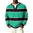 thumbnail image 1 of Nokdvo Waffle Shirts for Men Long Sleeve Lightweight Striped 1/4 Button Up Henley Casual Shirt Fall Winter Quilted Knit Solid Color Loose Sweatshirt,Green 2XL, 1 of 6