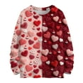 thumbnail image 1 of Nokdvo Women Sweatshirts Fashion 2025 Valentine's Day Heart Graphic Crewneck Tops Fall Winter Casual Knit Loose Pullover Sweatshirts,Wine M, 1 of 4