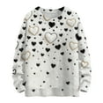 thumbnail image 1 of Nokdvo Women Sweatshirts Trendy Valentines Date Heart Crew Nneck Pullover Tops Fall Winter Casual Knitted Loose Fit Workout Shirts,White S, 1 of 4