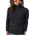thumbnail image 1 of Nokdvo Women Turtleneck Sweater Plus Size Knitting Long Sleeve Solid Color Sweaters Fall Winter Casual Loose Ribbed Pullover Top,Black M, 1 of 4