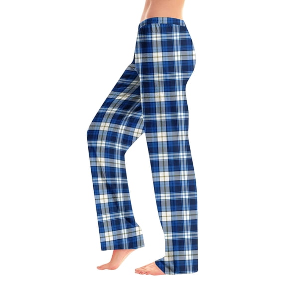 Nokdvo Women's Christmas Sleep Pants Fall Winter Fashion 2025 Flannel Plaid Print Bottom Sleep Pants Elastic Waist Loose Super Soft Sleepwear,Blue 2XL